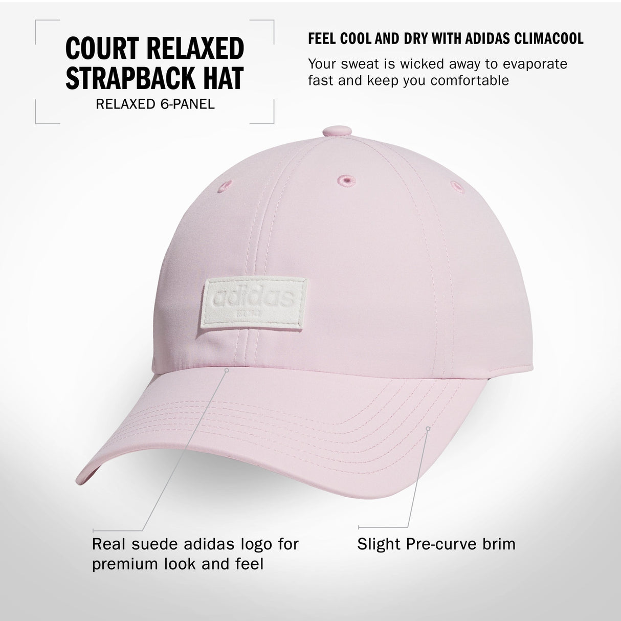 adidas Women's Court Relaxed Strapback Hat Unisex Accessories Hats & Caps