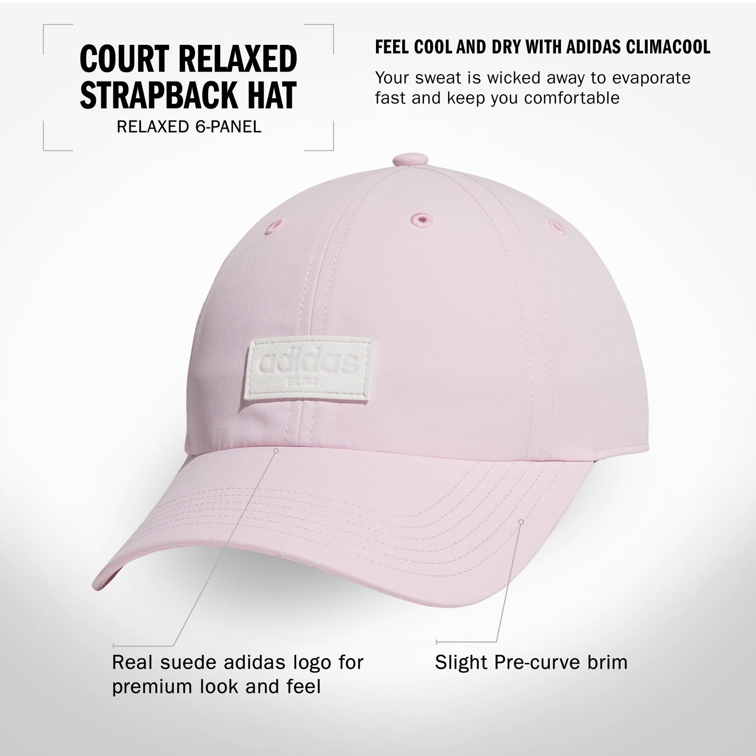 adidas Women's Court Relaxed Strapback Hat Unisex Accessories Hats & Caps