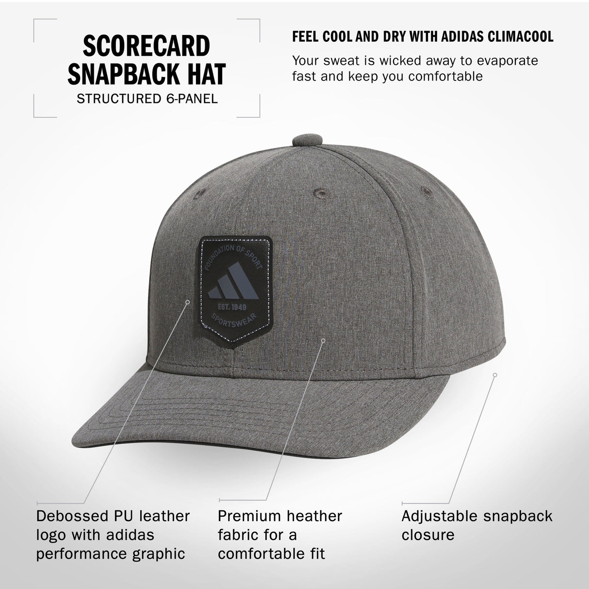 adidas Men's Scorecard Snapback Hat Unisex Accessories Hats & Caps