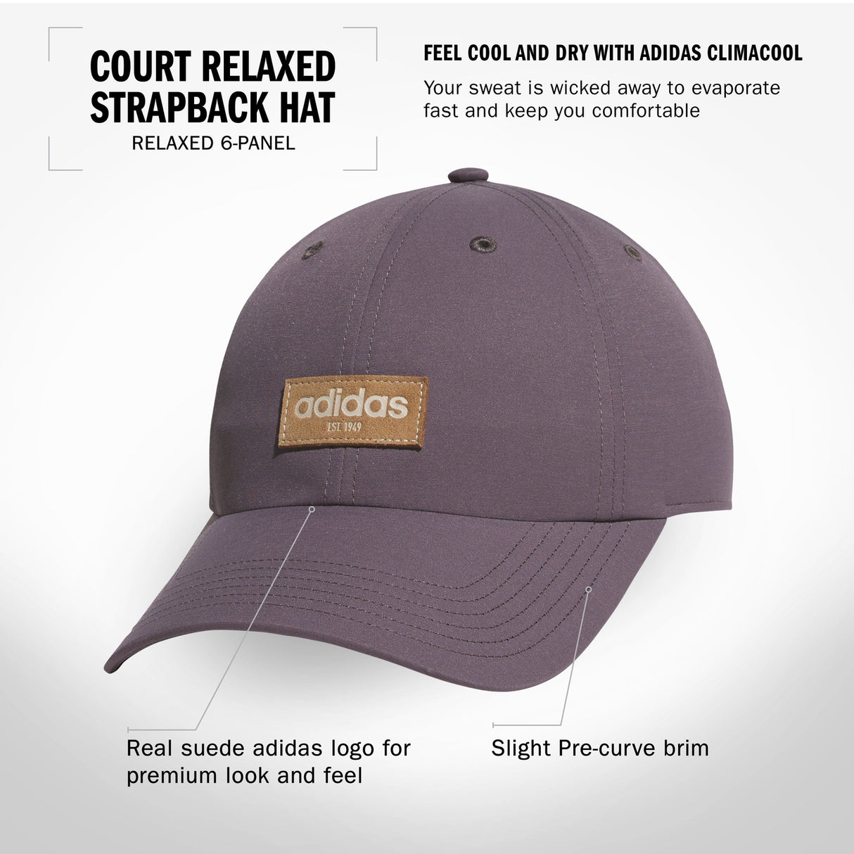 adidas Women's Court Relaxed Strapback Hat Unisex Accessories Hats & Caps