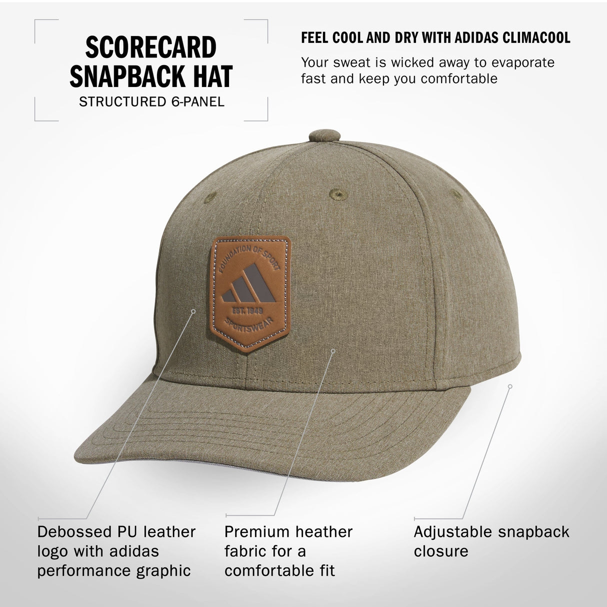 adidas Men's Scorecard Snapback Hat Unisex Accessories Hats & Caps