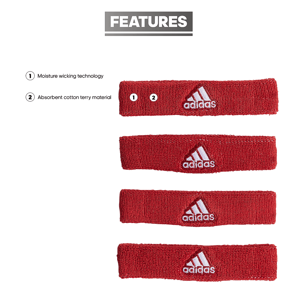 adidas Interval 3/4-inch Bicep Band Unisex Accessories Hats & Caps