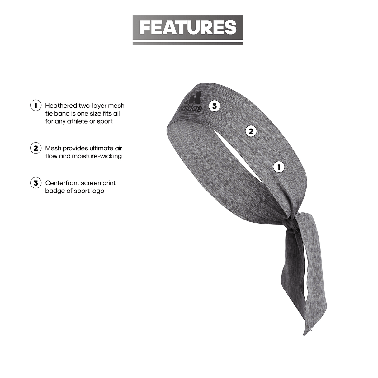 adidas Alphaskin Plus Tie Headband Unisex Accessories Hats & Caps