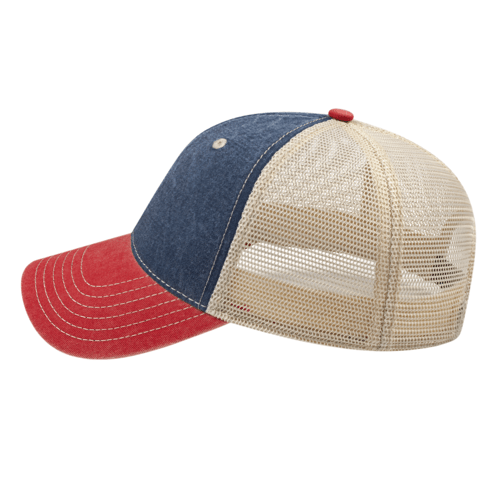 Cap America i3027 Washed Pigment Dyed with Washed Trucker Mesh Cap Unisex Accessories Hats & Caps