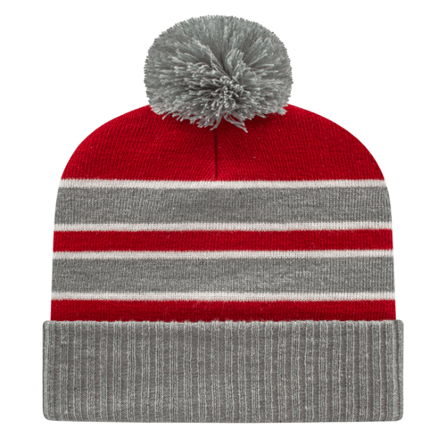 Cap America iK56 Double Stripe Knit Cap with Ribbed Cuff Unisex Accessories Hats & Caps