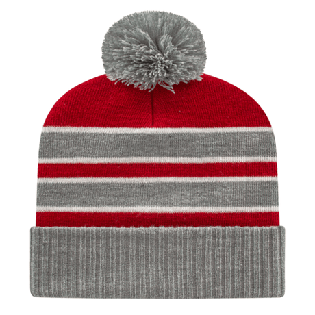 Cap America iK56 Double Stripe Knit Cap with Ribbed Cuff Unisex Accessories Hats & Caps