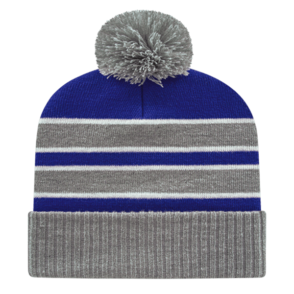 Cap America iK56 Double Stripe Knit Cap with Ribbed Cuff Unisex Accessories Hats & Caps