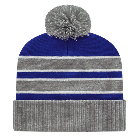Cap America iK56 Double Stripe Knit Cap with Ribbed Cuff Unisex Accessories Hats & Caps