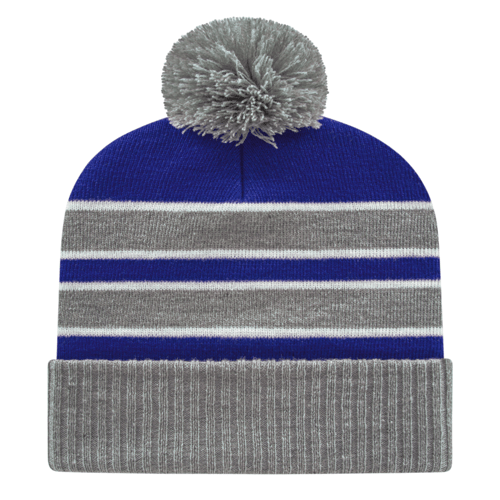 Cap America iK56 Double Stripe Knit Cap with Ribbed Cuff Unisex Accessories Hats & Caps