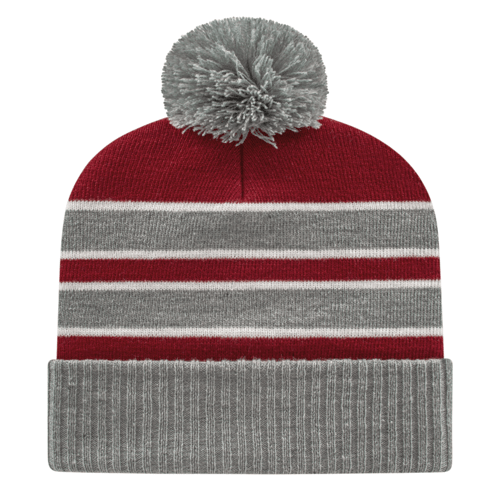 Cap America iK56 Double Stripe Knit Cap with Ribbed Cuff Unisex Accessories Hats & Caps