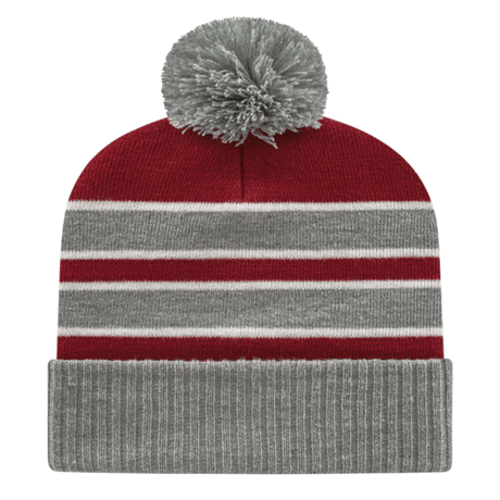Cap America iK56 Double Stripe Knit Cap with Ribbed Cuff Unisex Accessories Hats & Caps