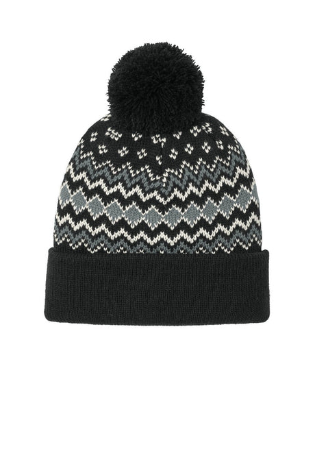 Port Authority Unisex Alpine Pom Beanie C991 Unisex Accessories Hats & Caps