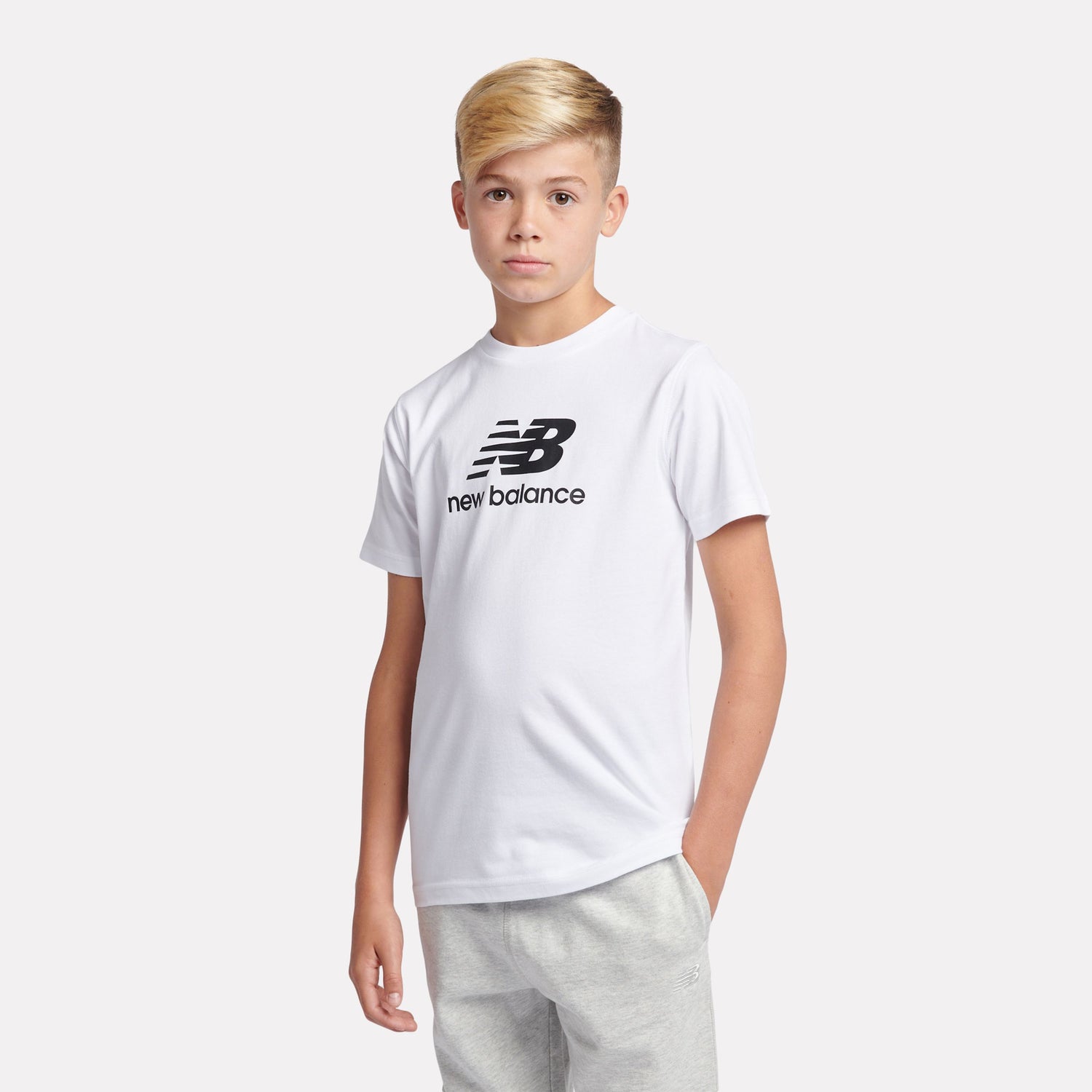 New Balance Youth Jersey Stacked Logo Tee Youth Apparel Shirts & Tops