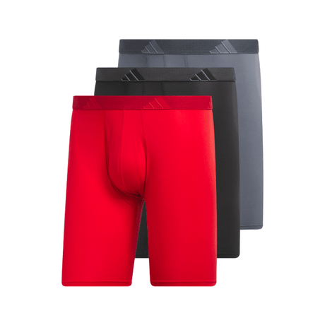 adidas Men's Microfiber 3-Pack Long Boxer Brief Mens Apparel Underwear
