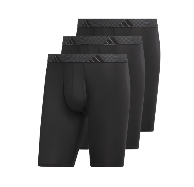 adidas Men's Microfiber 3-Pack Long Boxer Brief Mens Apparel Underwear