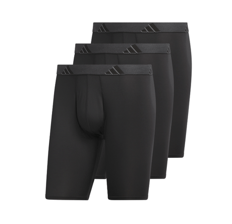 adidas Men's Microfiber 3-Pack Long Boxer Brief Mens Apparel Underwear