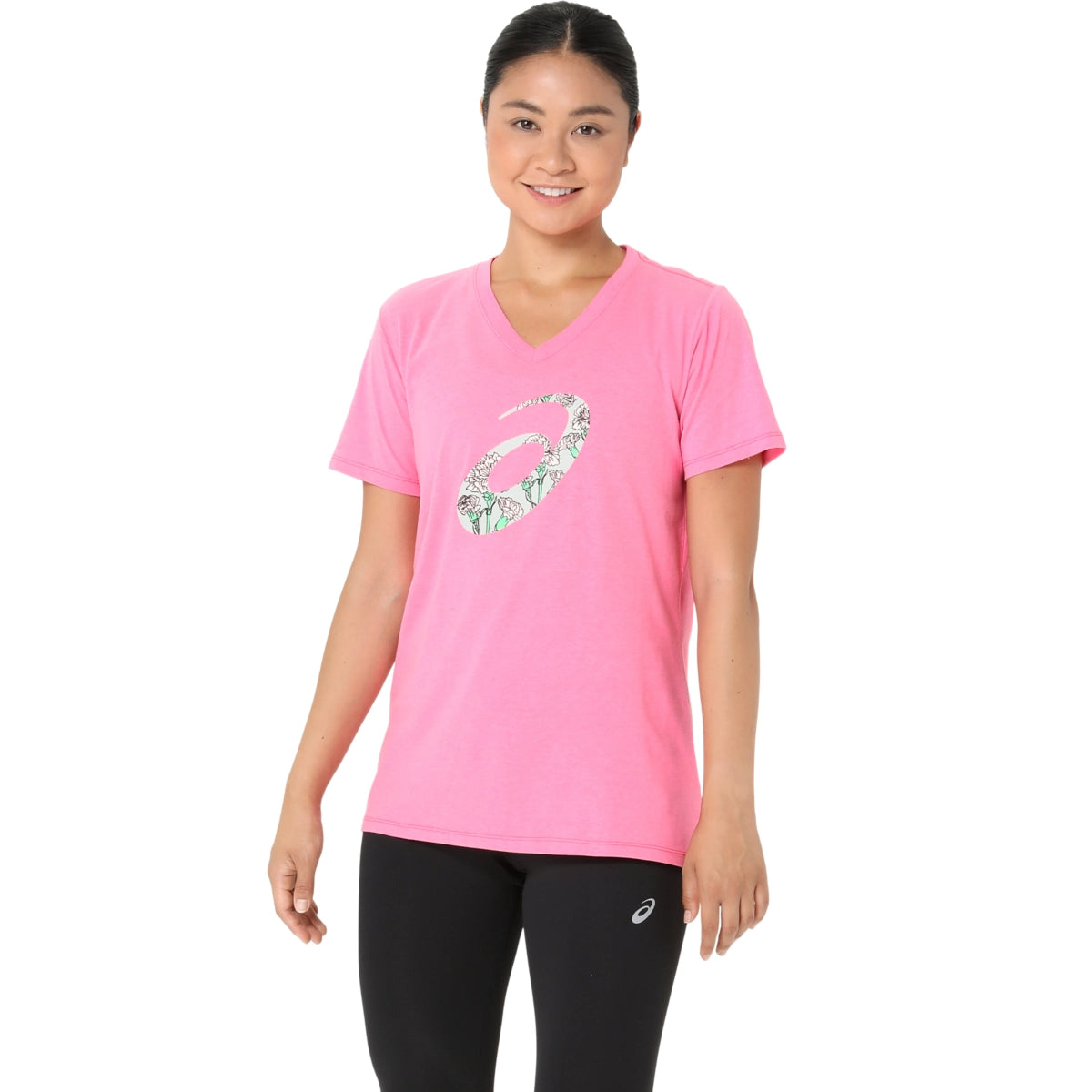 Asics Women's Carnation Short Sleeve V-Neck Womens Apparel Shirts & Tops