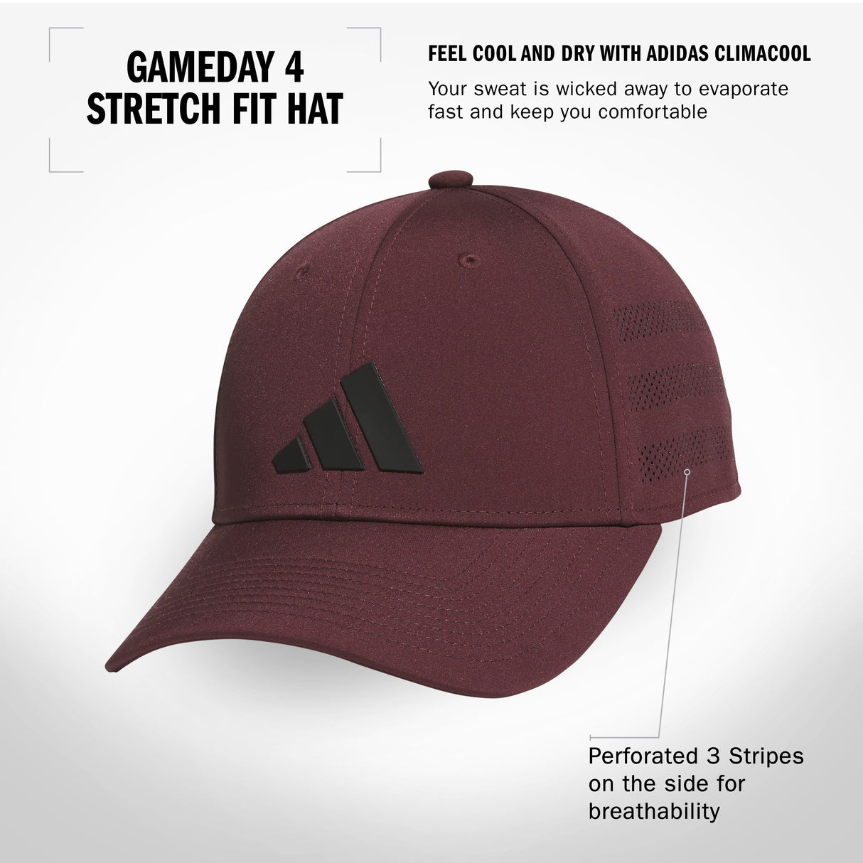 adidas Gameday 4 Stretch Fit Hat Unisex Accessories Hats & Caps