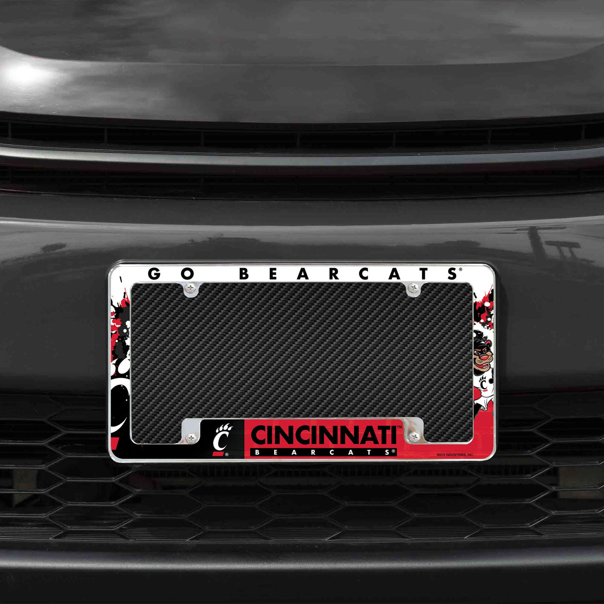 Rico Industries NCAA Cincinnati Bearcats Primary 12" x 6" Chrome License Plate Frame-1