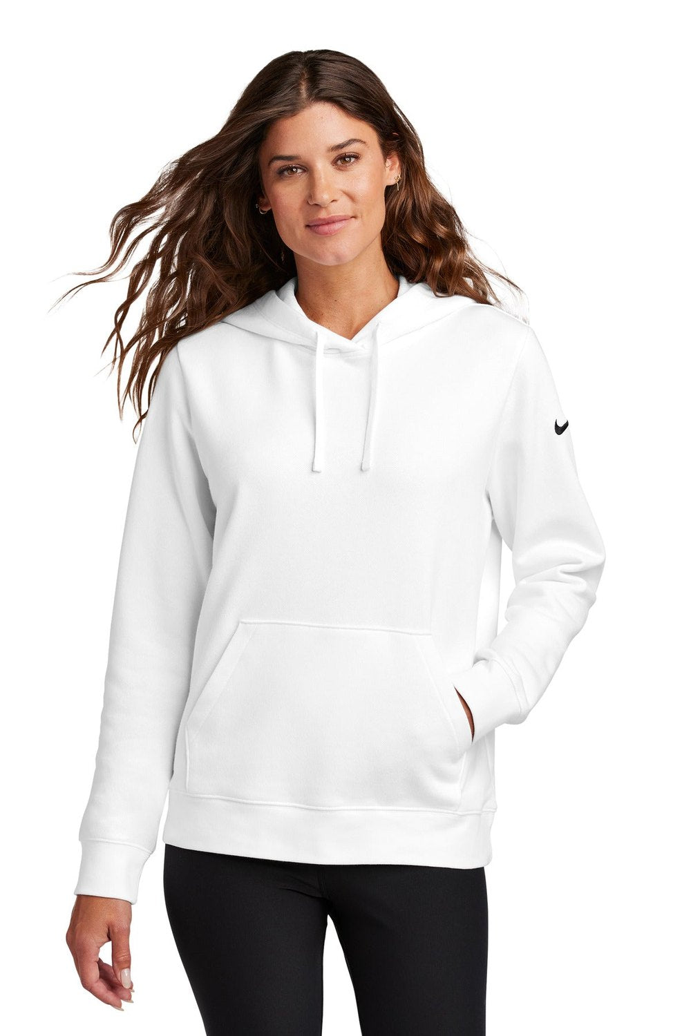 Nike Women's Club Fleece Sleeve Swoosh Pullover Hoodie NKFD9889 Corporate Apparel Shirts & Tops