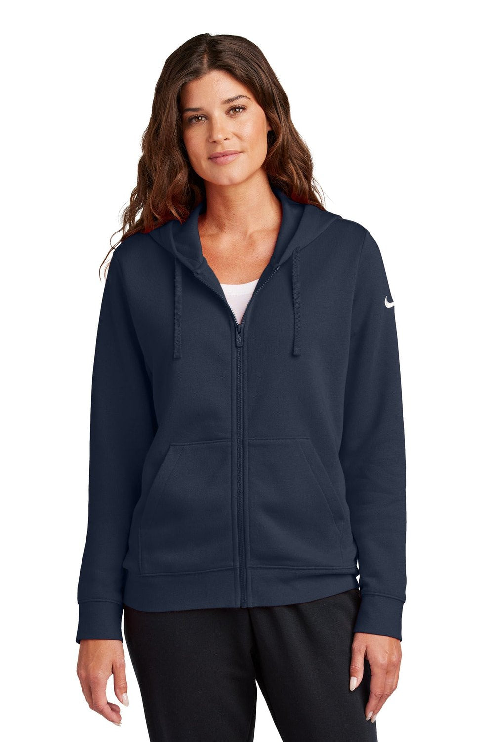 Nike Women's Club Fleece Sleeve Swoosh Full-Zip Hoodie NKFD9890 Corporate Apparel Shirts & Tops