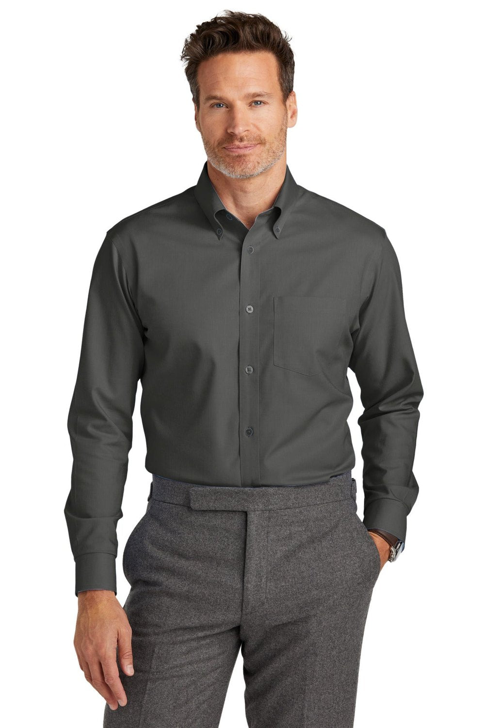 Brooks Brothers Men's Tall Wrinkle-Free Stretch Nailhead Shirt TBB18002 Corporate Apparel Shirts & Tops