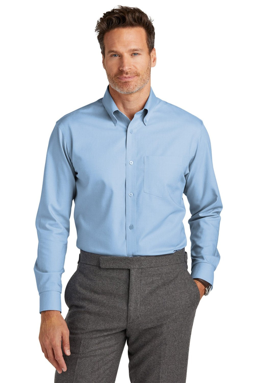 Brooks Brothers Men's Tall Wrinkle-Free Stretch Nailhead Shirt TBB18002 Corporate Apparel Shirts & Tops