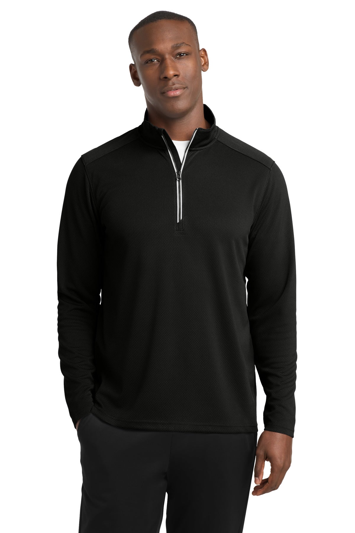 Sport-Tek Men's Sport-Wick Textured 1/4-Zip Pullover