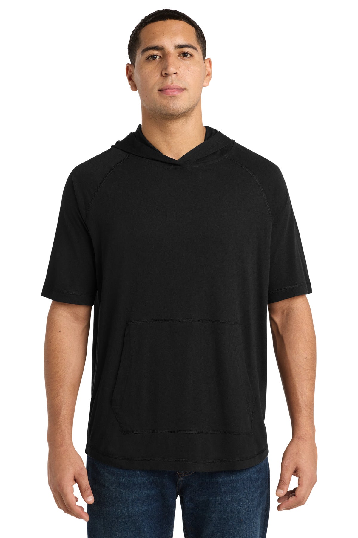 Sport-Tek Men's PosiCharge Tri-Blend Wicking Short Sleeve Hoodie