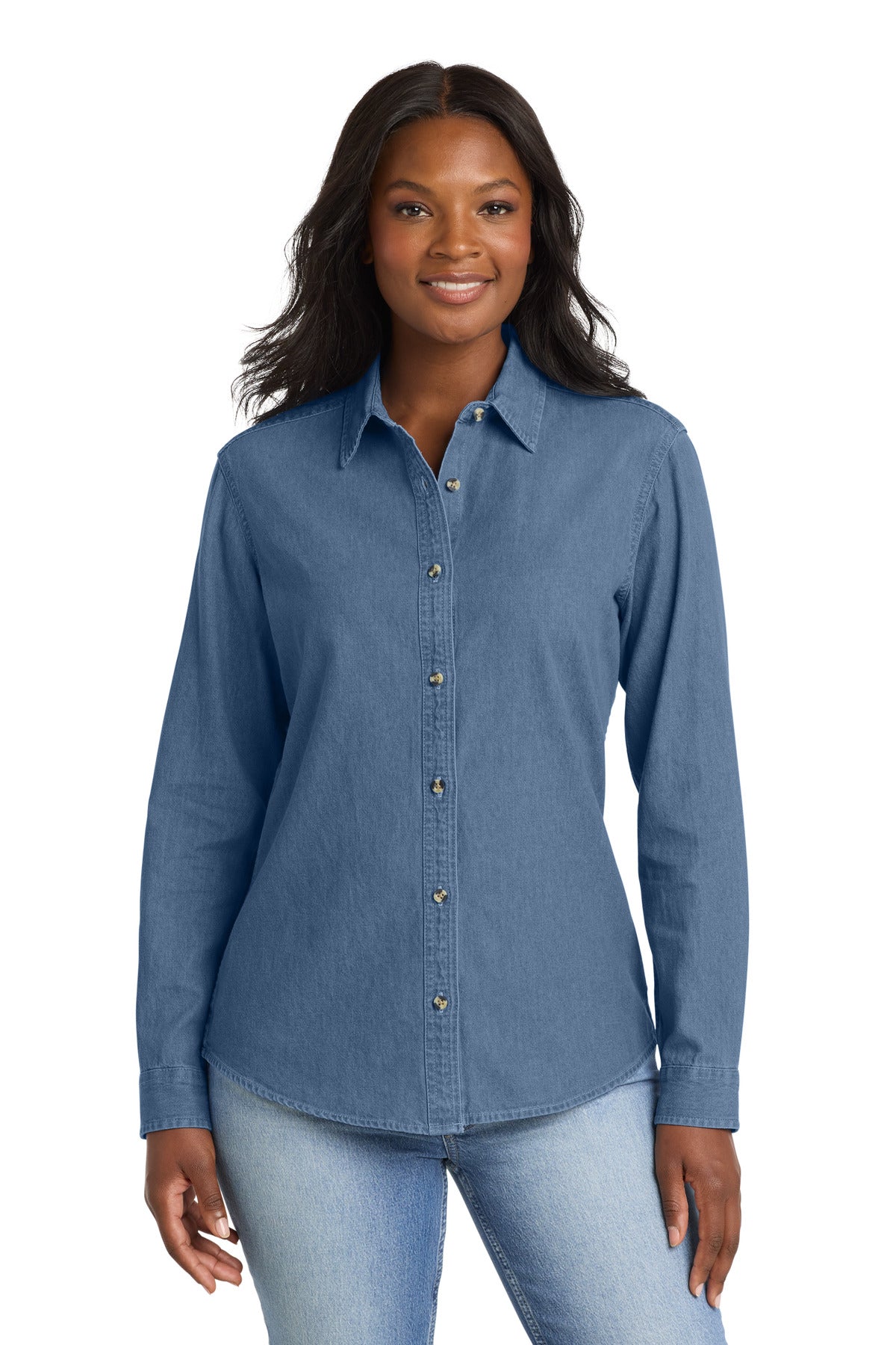 Port & Co Women's Long Sleeve Value Denim Shirt