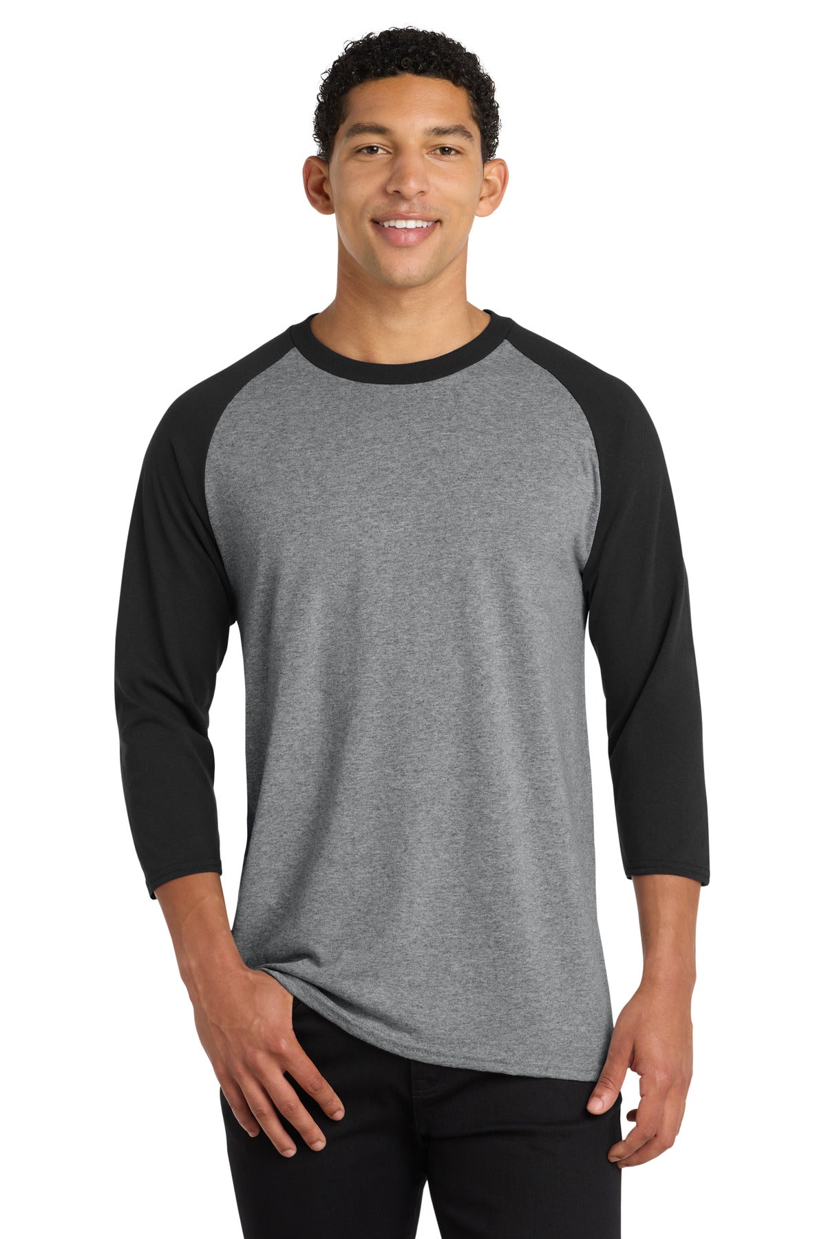 Port & Co Men's Core Blend 3/4-Sleeve Raglan Tee
