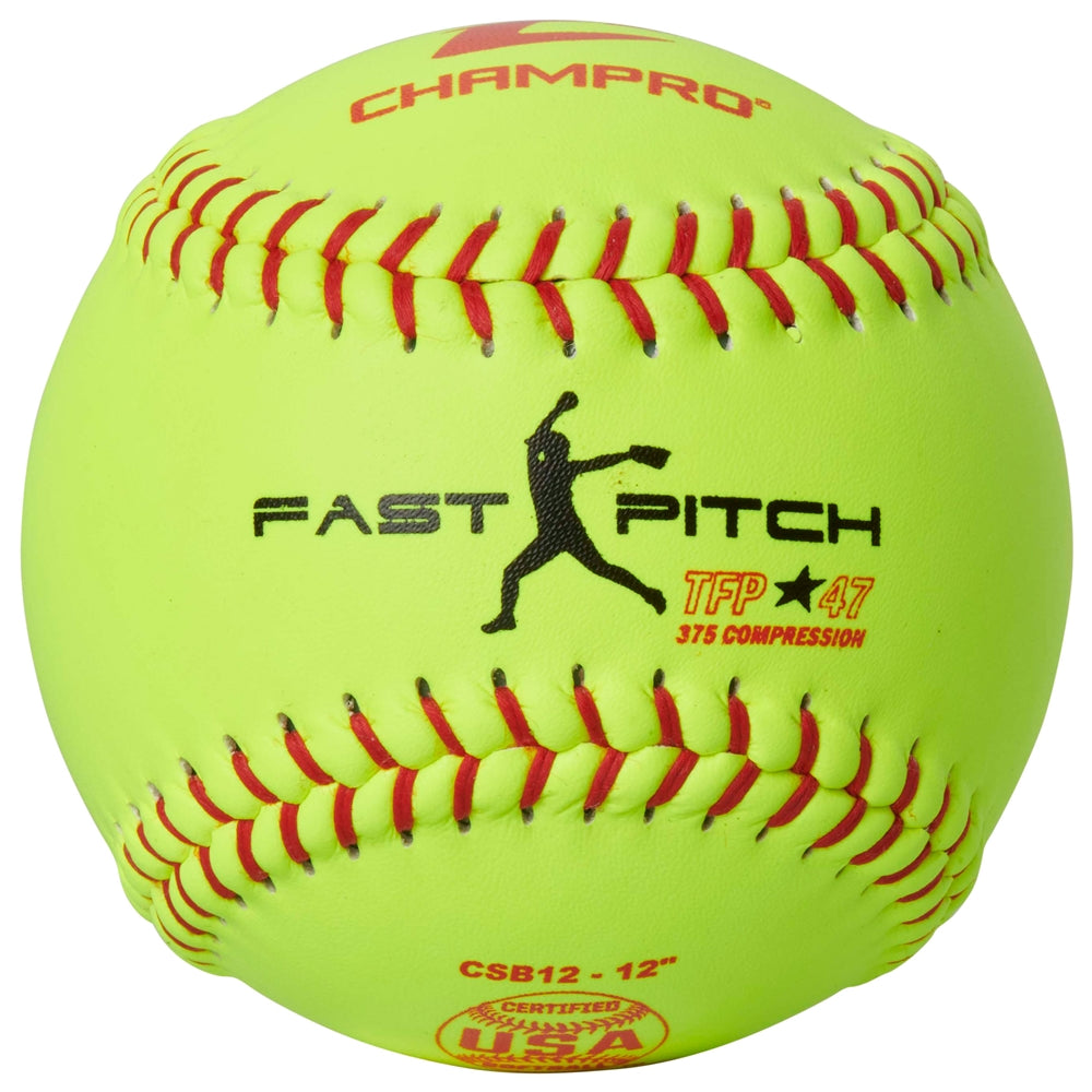 Champro One Dozen ASA/USA 12" Fast Pitch Leather Cover Softballs