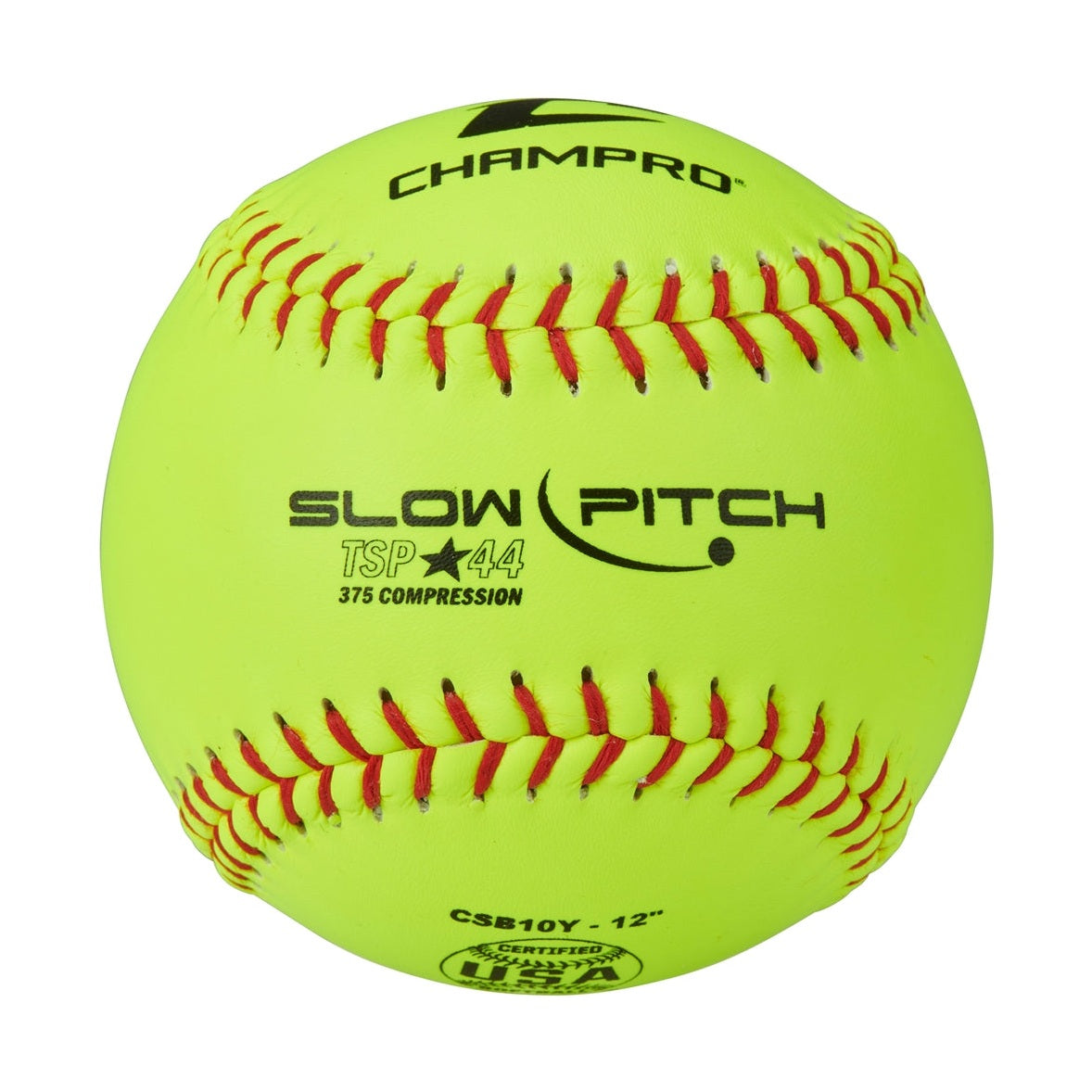 Champro One Dozen ASA/USA Yellow Leather Cover Slow Pitch 12" Softballs