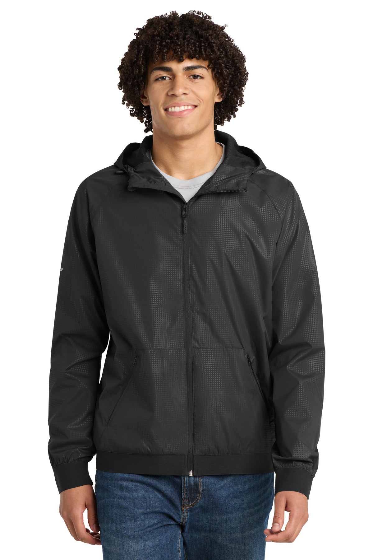 Sport-Tek Men's Embossed Hooded Wind Jacket