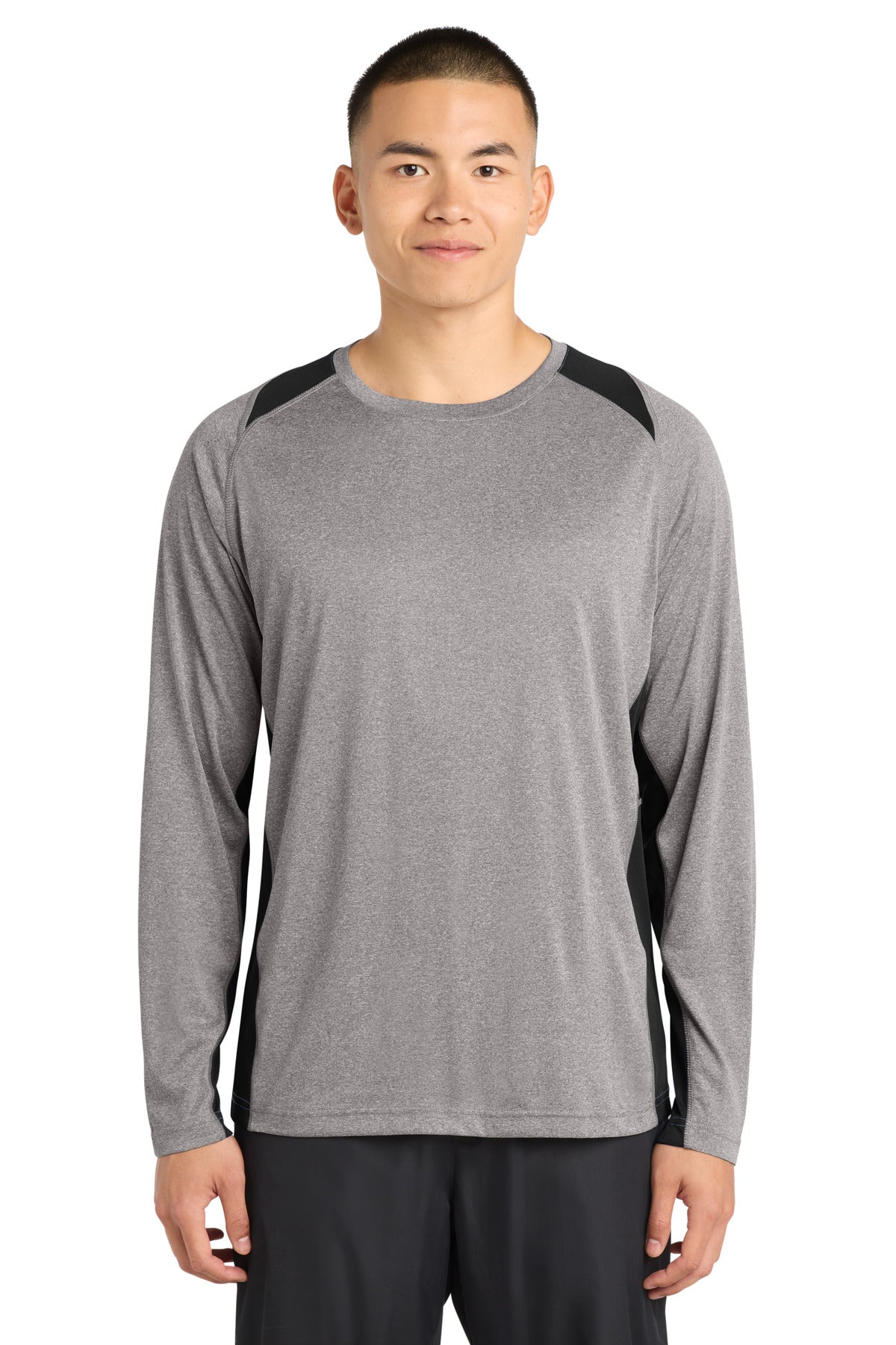 Sport-Tek Men's Long Sleeve Heather Colorblock Contender Tee