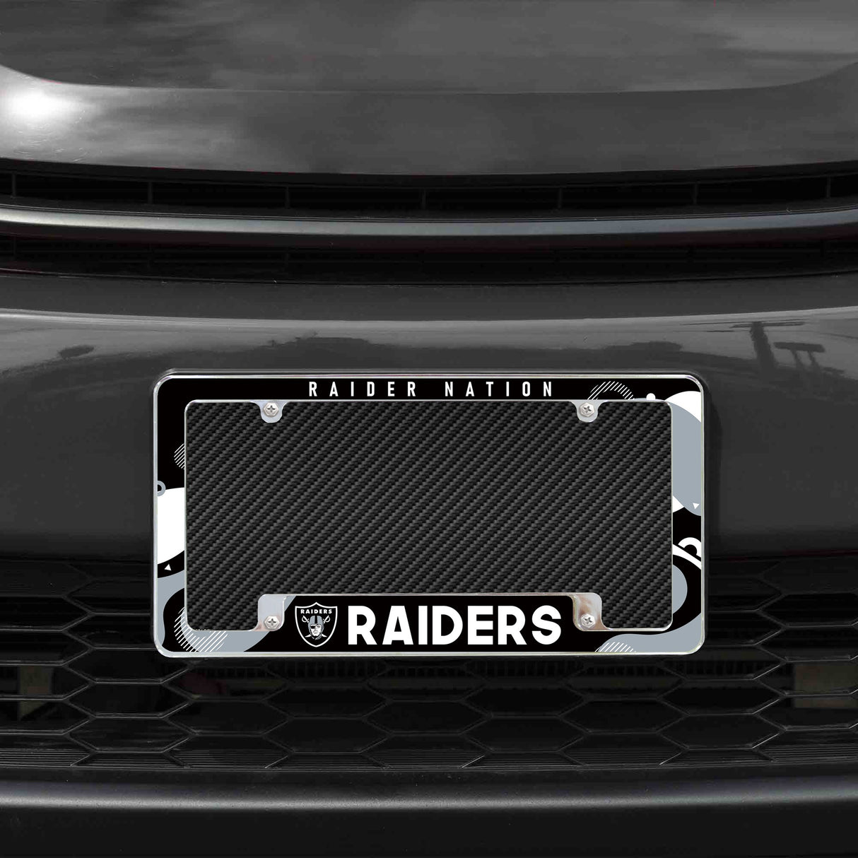 Rico Industries NFL Las Vegas Raiders Wave 12" x 6" Chrome License Plate Frame-1