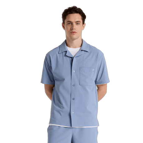New Balance Men's Seersucker Button Up Short Sleeve Mens Apparel Shirts & Tops