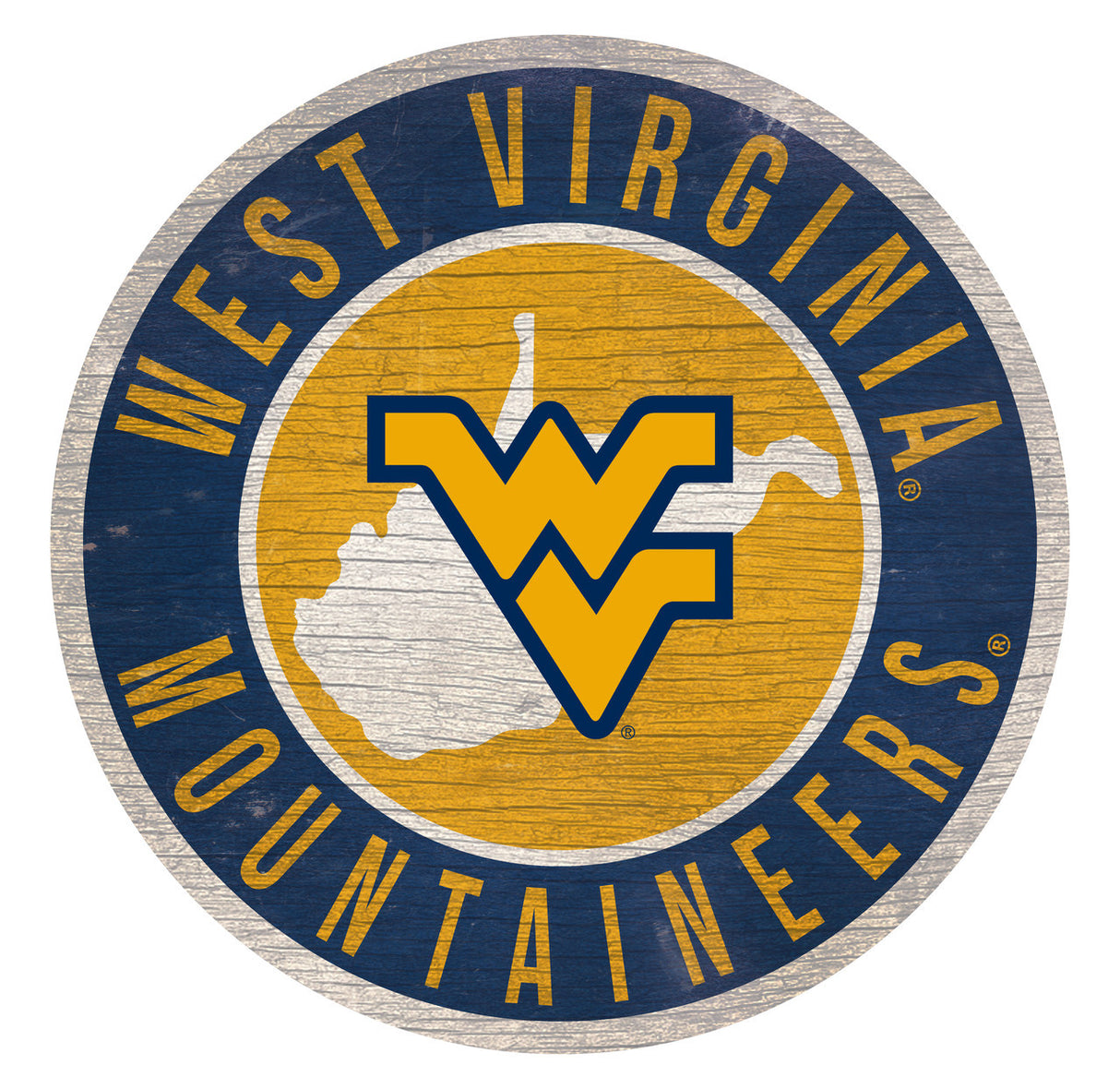 Fan Creations West Virginia Mountaineers 12 Inch Round State Design Wood Sign Fan Gear NCAA West Virginia Mountaineers