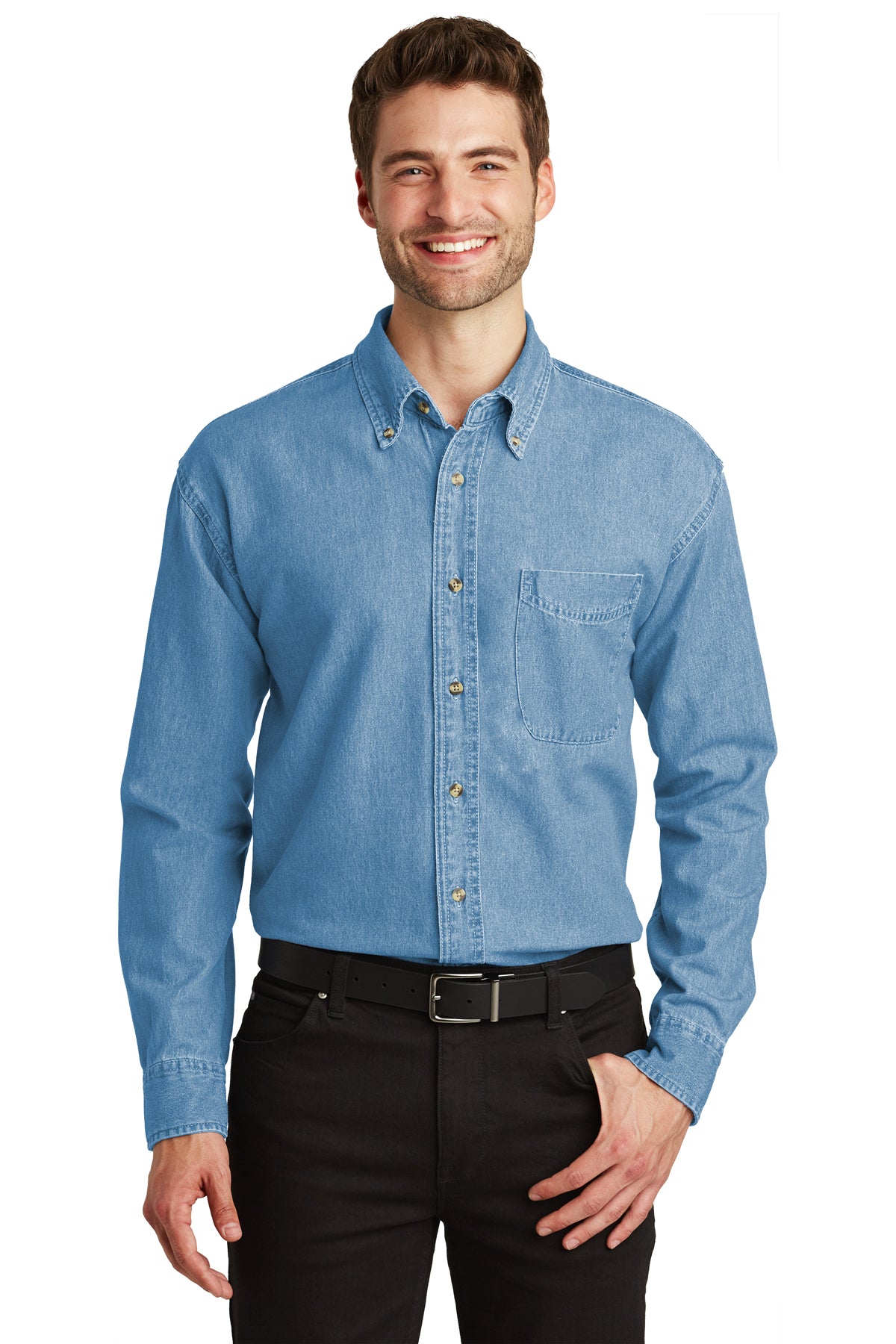 Port Authority Men's Long Sleeve Denim Shirt. S600