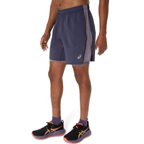 Asics Men's Silver 2-in-1 7 Inch Short Mens Apparel Shorts