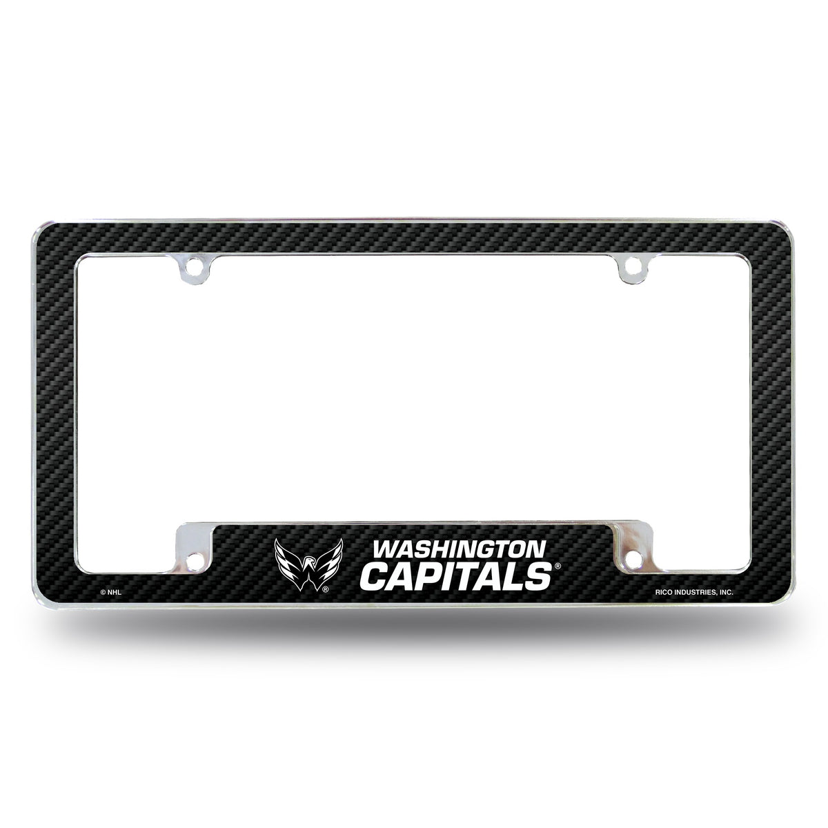 Rico Industries NHL Hockey Washington Capitals Black 12" x 6" Chrome License Plate Frame