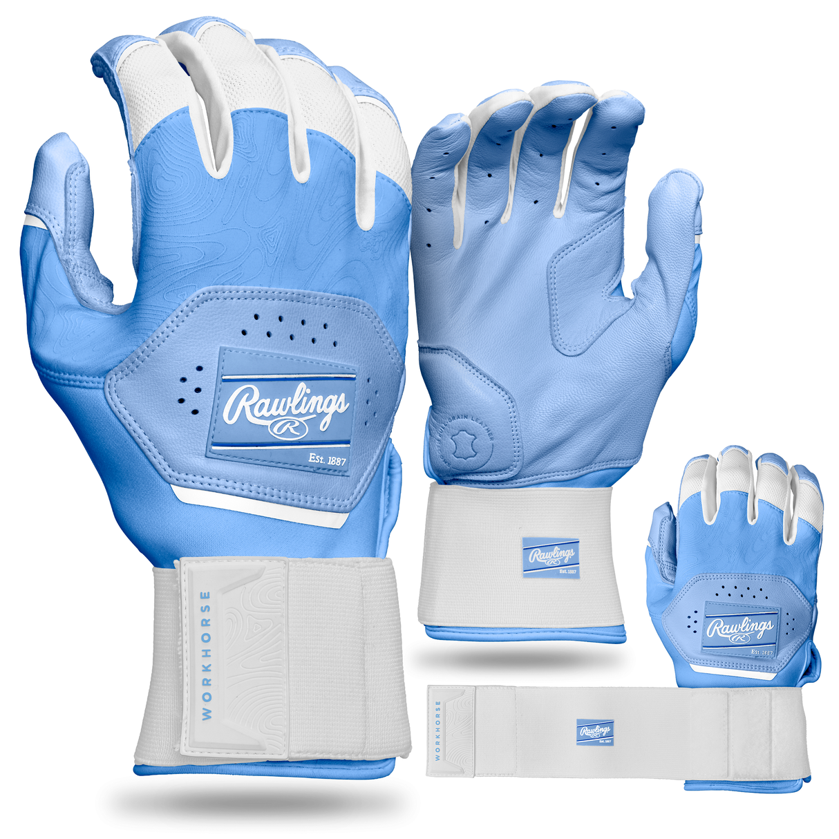 Rawlings Youth Workhorse Compression Strap Baseball Batting Gloves-1