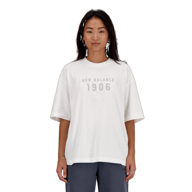 New Balance Women's Iconic Collegiate Jersey Oversized T-Shirt Womens Apparel Shirts & Tops