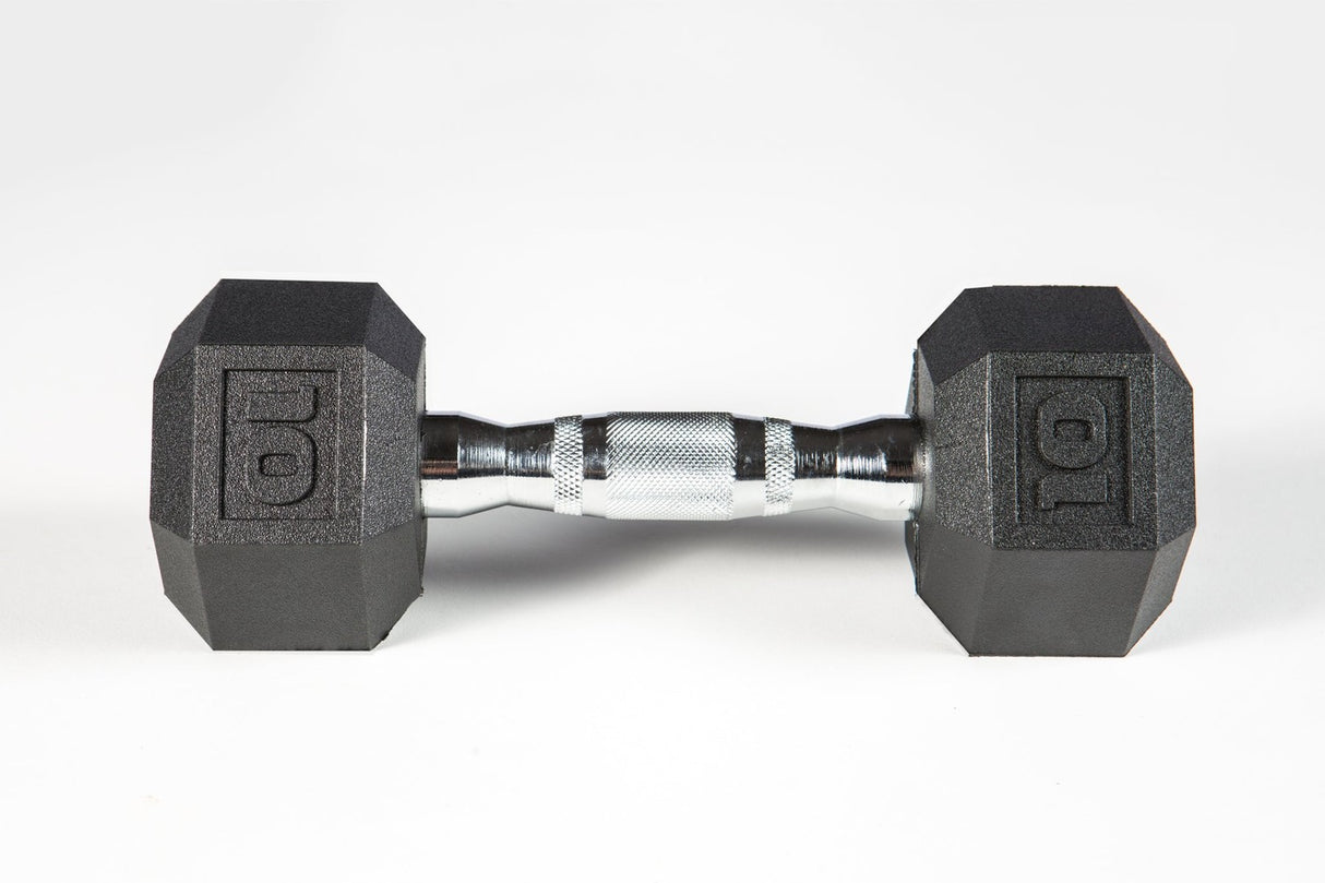 York PVC Hex Dumbbell – Chrome Ergo Handle Exercise & Wellness Strength Dumbbells