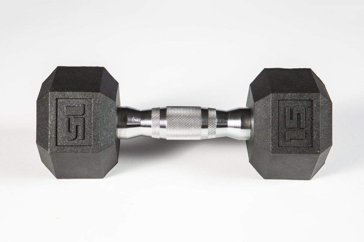 York PVC Hex Dumbbell – Chrome Ergo Handle Exercise & Wellness Strength Dumbbells
