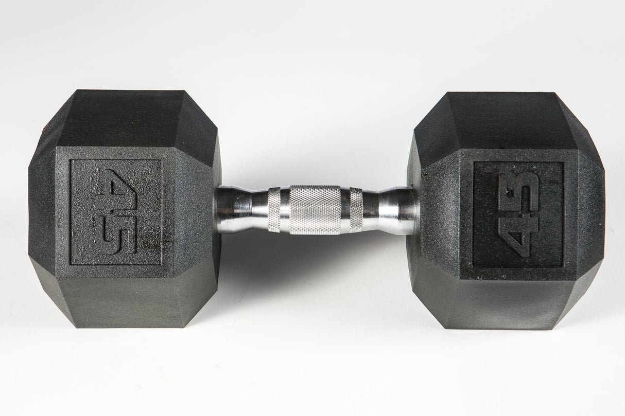 York PVC Hex Dumbbell – Chrome Ergo Handle Exercise & Wellness Strength Dumbbells