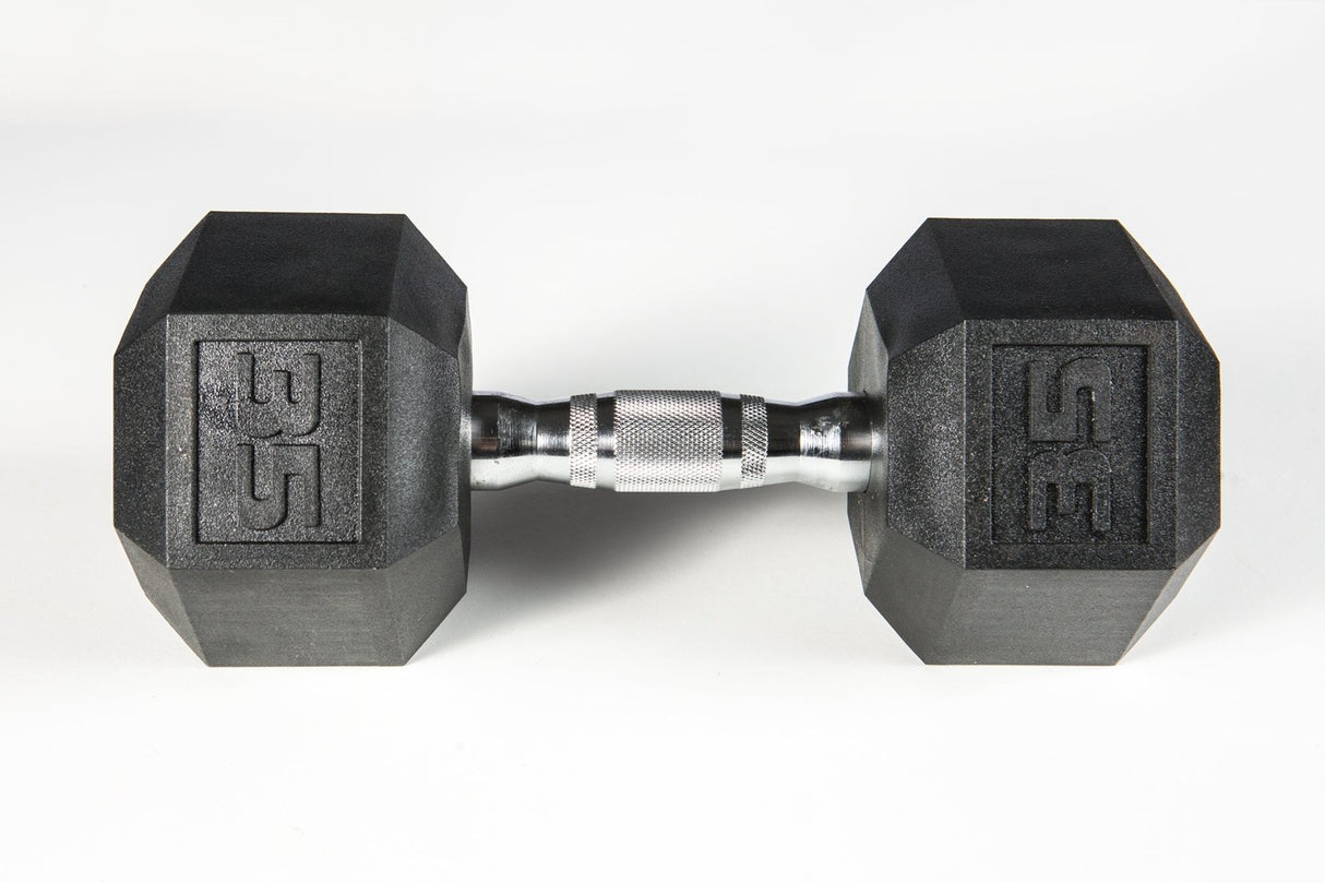 York PVC Hex Dumbbell – Chrome Ergo Handle Exercise & Wellness Strength Dumbbells
