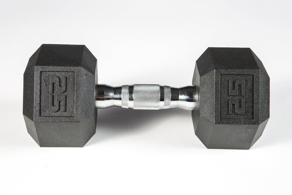 York PVC Hex Dumbbell – Chrome Ergo Handle Exercise & Wellness Strength Dumbbells