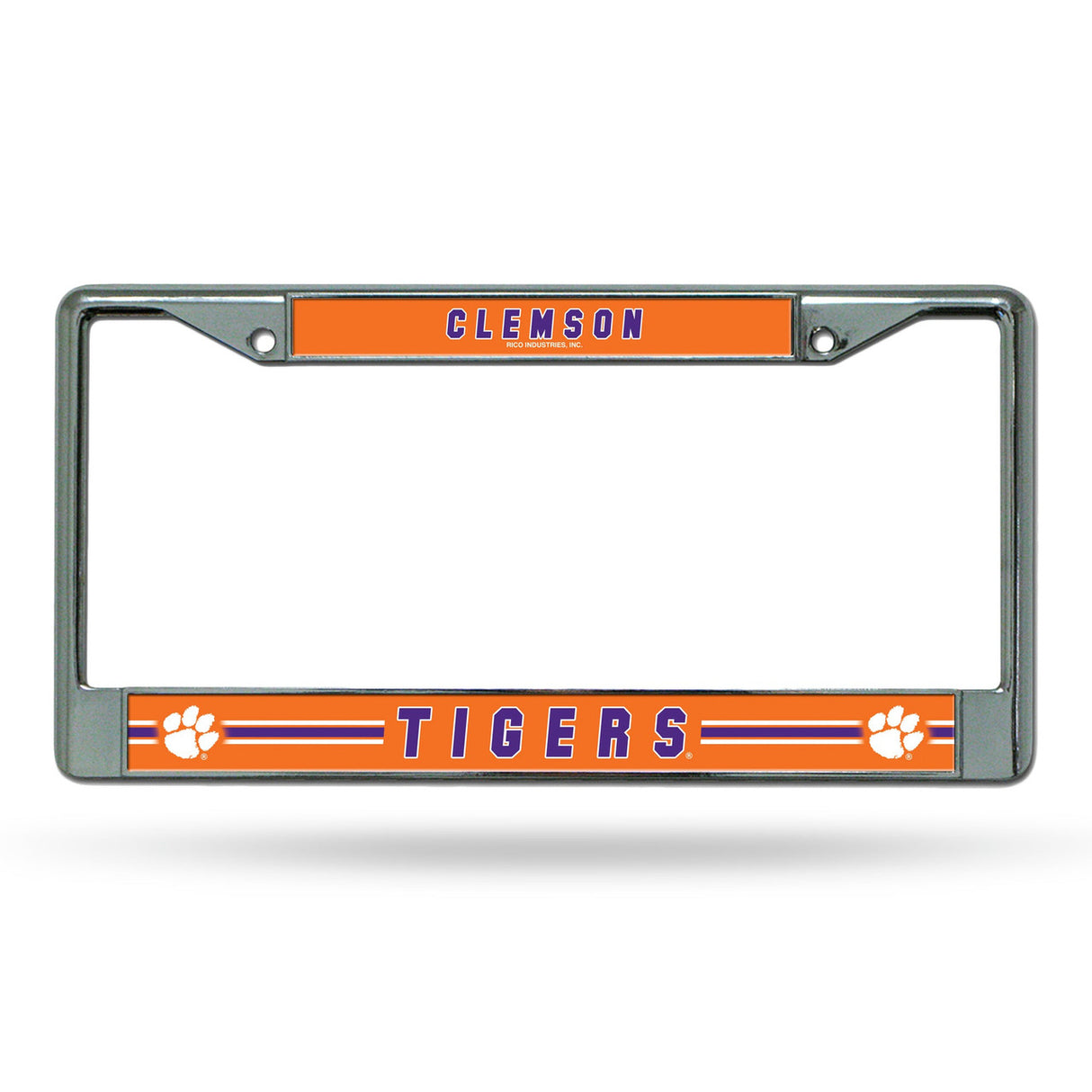 Rico Industries Clemson Tigers Chrome Printed Insert License Plate Frame Fan Gear NCAA Clemson Tigers