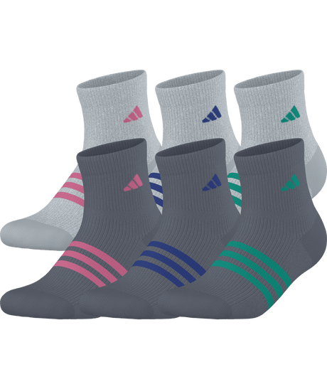 adidas Girls' Superlite 3.0 6-Pack Quarter Socks Unisex Accessories Socks